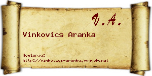 Vinkovics Aranka névjegykártya